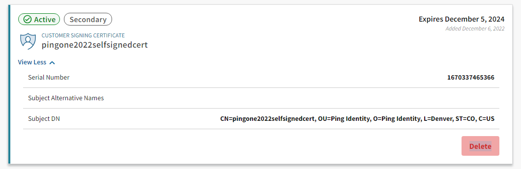 Delete certificate