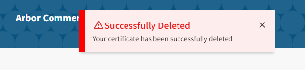 Successfully deleted certificate