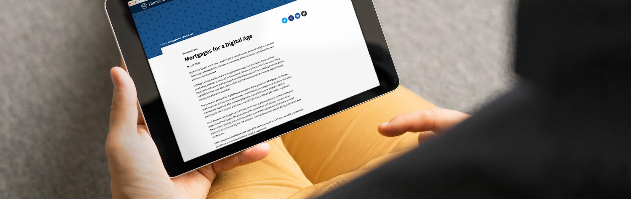 browsing the web on a tablet