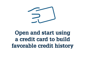Open and start using a credit card to build favorable credit history