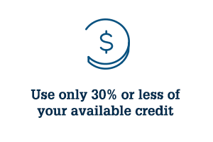 Use only 30% or less of your available credit
